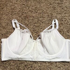 Lane Bryant Cacique Bridal White Lace Lightly Lined French Balconette Bra 44 DDD